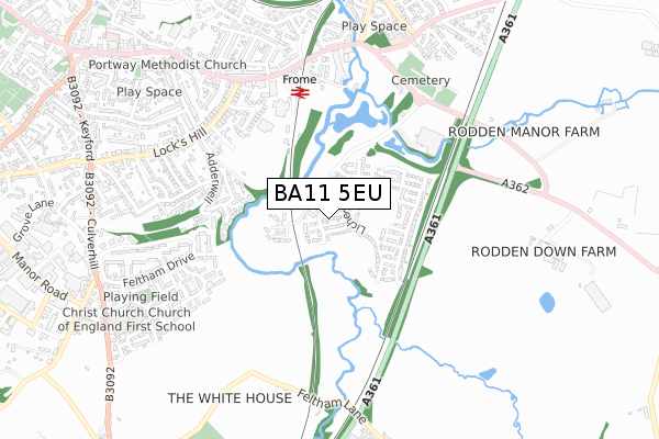 BA11 5EU map - small scale - OS Open Zoomstack (Ordnance Survey)