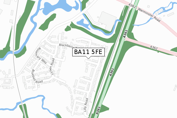 BA11 5FE map - large scale - OS Open Zoomstack (Ordnance Survey)