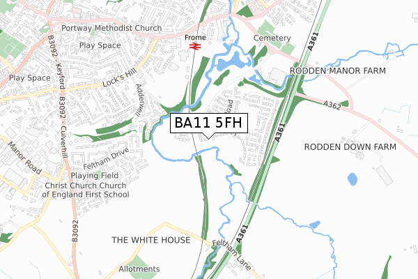 BA11 5FH map - small scale - OS Open Zoomstack (Ordnance Survey)