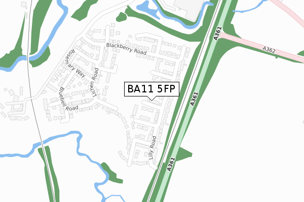 BA11 5FP map - large scale - OS Open Zoomstack (Ordnance Survey)