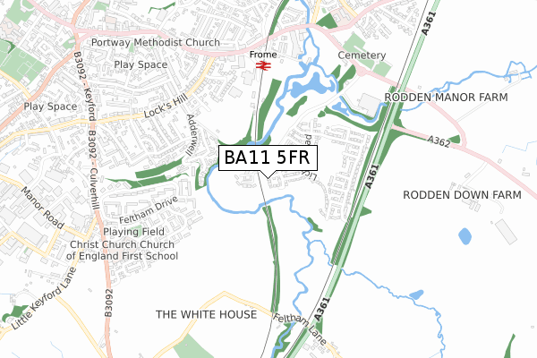 BA11 5FR map - small scale - OS Open Zoomstack (Ordnance Survey)