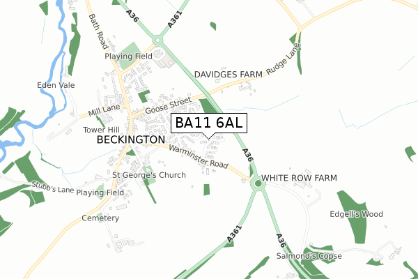 BA11 6AL map - small scale - OS Open Zoomstack (Ordnance Survey)