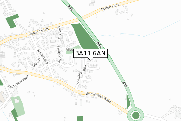 BA11 6AN map - large scale - OS Open Zoomstack (Ordnance Survey)