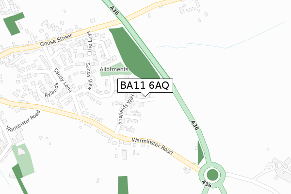 BA11 6AQ map - large scale - OS Open Zoomstack (Ordnance Survey)