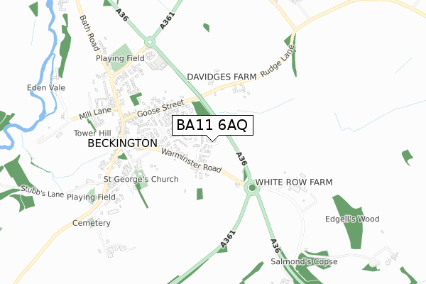 BA11 6AQ map - small scale - OS Open Zoomstack (Ordnance Survey)