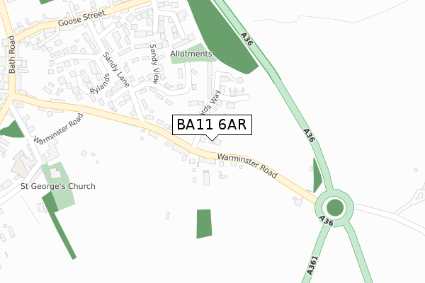 BA11 6AR map - large scale - OS Open Zoomstack (Ordnance Survey)