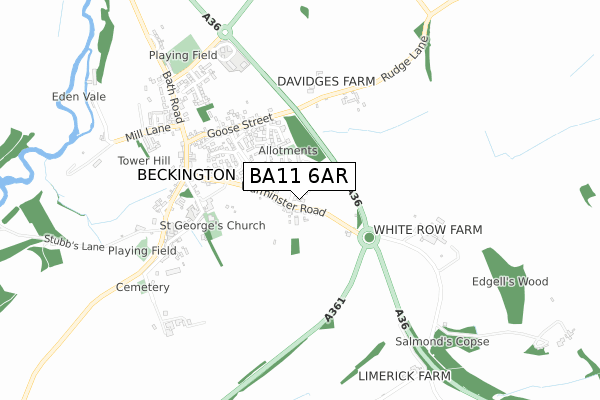 BA11 6AR map - small scale - OS Open Zoomstack (Ordnance Survey)