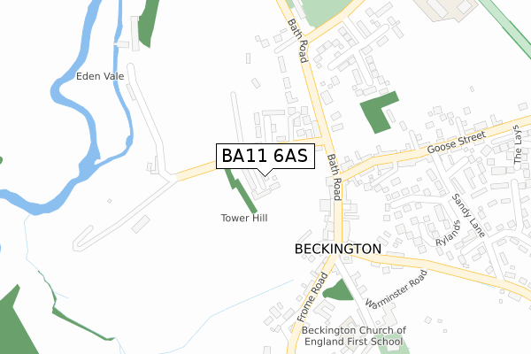 BA11 6AS map - large scale - OS Open Zoomstack (Ordnance Survey)