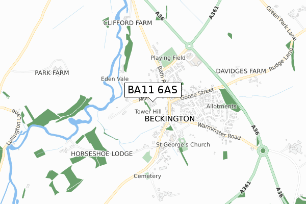 BA11 6AS map - small scale - OS Open Zoomstack (Ordnance Survey)