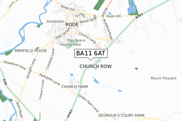 BA11 6AT map - small scale - OS Open Zoomstack (Ordnance Survey)