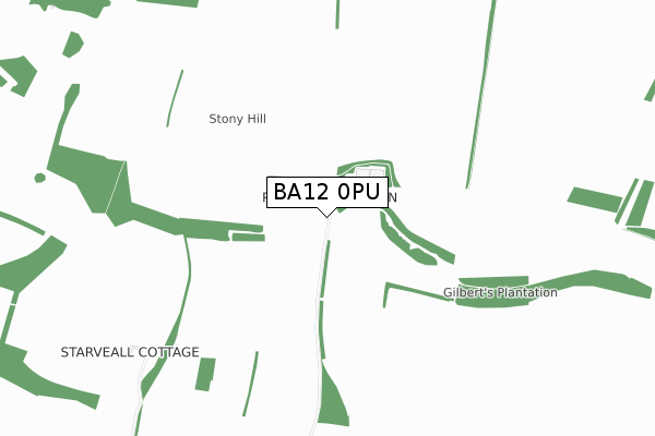 BA12 0PU map - small scale - OS Open Zoomstack (Ordnance Survey)