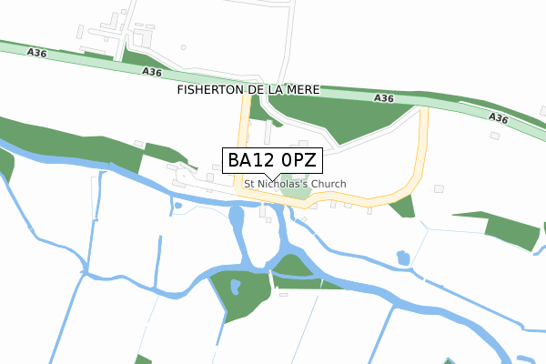 BA12 0PZ map - large scale - OS Open Zoomstack (Ordnance Survey)