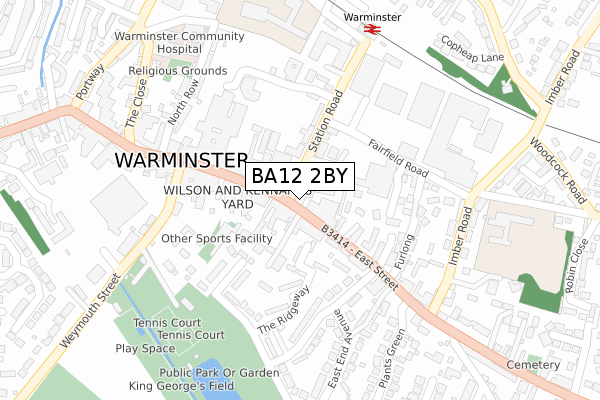 BA12 2BY map - large scale - OS Open Zoomstack (Ordnance Survey)