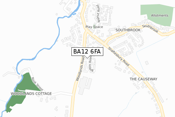 BA12 6FA map - large scale - OS Open Zoomstack (Ordnance Survey)