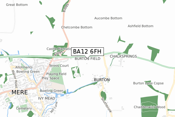 BA12 6FH map - small scale - OS Open Zoomstack (Ordnance Survey)