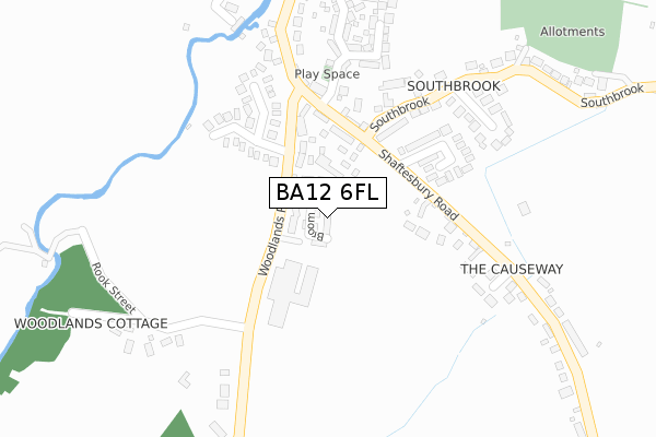 BA12 6FL map - large scale - OS Open Zoomstack (Ordnance Survey)