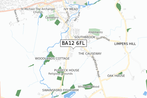 BA12 6FL map - small scale - OS Open Zoomstack (Ordnance Survey)