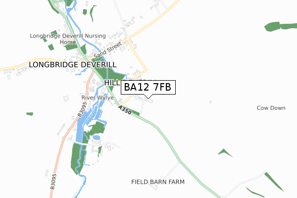 BA12 7FB map - small scale - OS Open Zoomstack (Ordnance Survey)