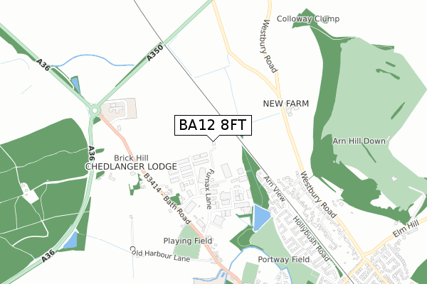 BA12 8FT map - small scale - OS Open Zoomstack (Ordnance Survey)