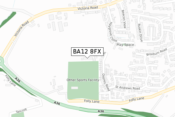 BA12 8FX map - large scale - OS Open Zoomstack (Ordnance Survey)