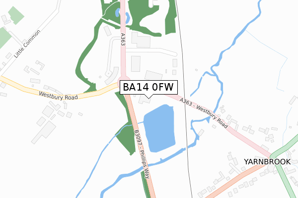 BA14 0FW map - large scale - OS Open Zoomstack (Ordnance Survey)