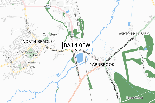 BA14 0FW map - small scale - OS Open Zoomstack (Ordnance Survey)