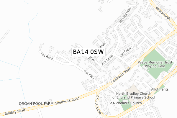 BA14 0SW map - large scale - OS Open Zoomstack (Ordnance Survey)