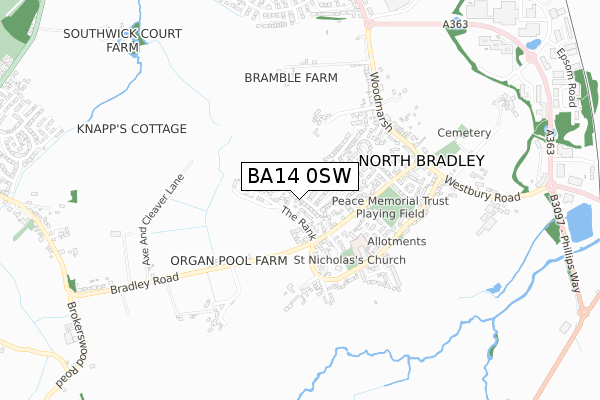 BA14 0SW map - small scale - OS Open Zoomstack (Ordnance Survey)