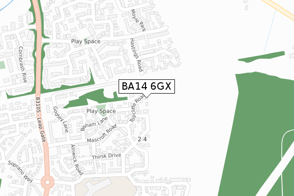 BA14 6GX map - large scale - OS Open Zoomstack (Ordnance Survey)