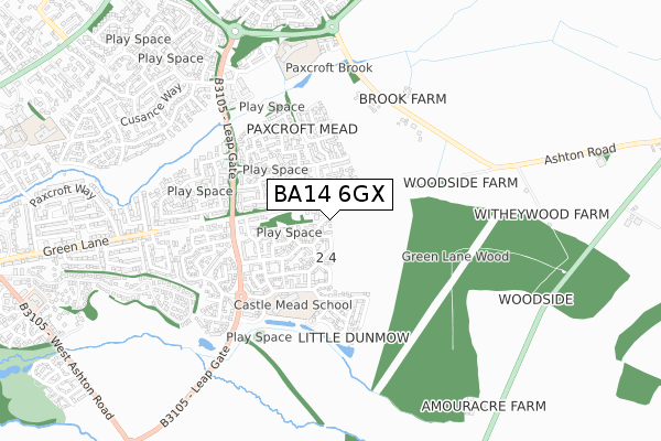 BA14 6GX map - small scale - OS Open Zoomstack (Ordnance Survey)