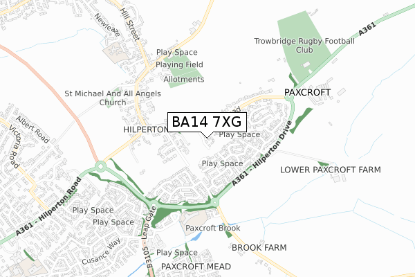 BA14 7XG map - small scale - OS Open Zoomstack (Ordnance Survey)