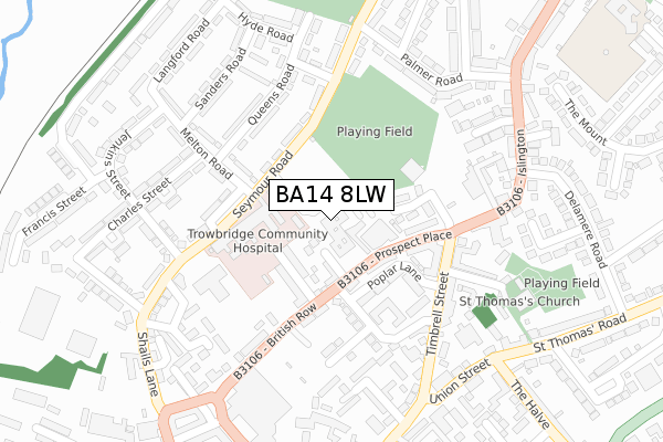 BA14 8LW map - large scale - OS Open Zoomstack (Ordnance Survey)