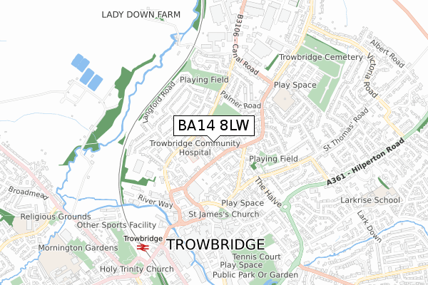 BA14 8LW map - small scale - OS Open Zoomstack (Ordnance Survey)