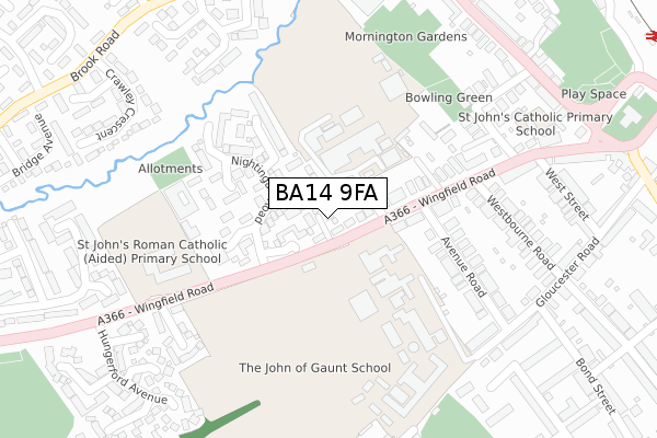 BA14 9FA map - large scale - OS Open Zoomstack (Ordnance Survey)