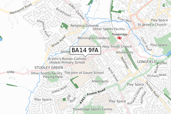 BA14 9FA map - small scale - OS Open Zoomstack (Ordnance Survey)