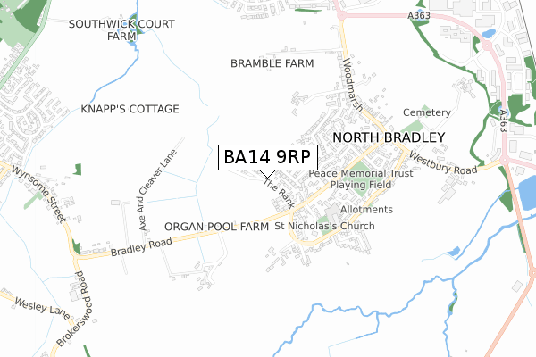 BA14 9RP map - small scale - OS Open Zoomstack (Ordnance Survey)