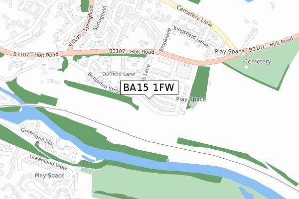 BA15 1FW map - large scale - OS Open Zoomstack (Ordnance Survey)