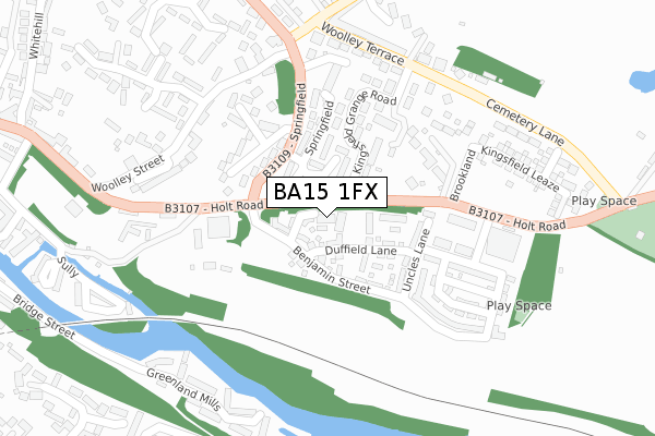 BA15 1FX map - large scale - OS Open Zoomstack (Ordnance Survey)