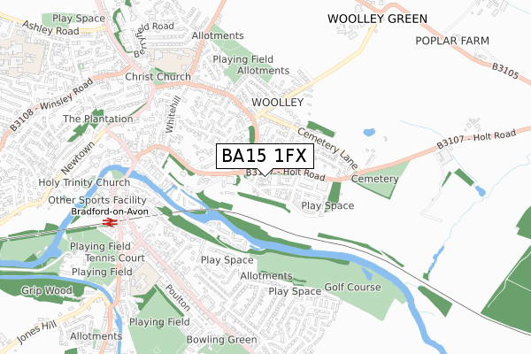 BA15 1FX map - small scale - OS Open Zoomstack (Ordnance Survey)