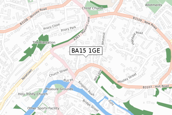 BA15 1GE map - large scale - OS Open Zoomstack (Ordnance Survey)