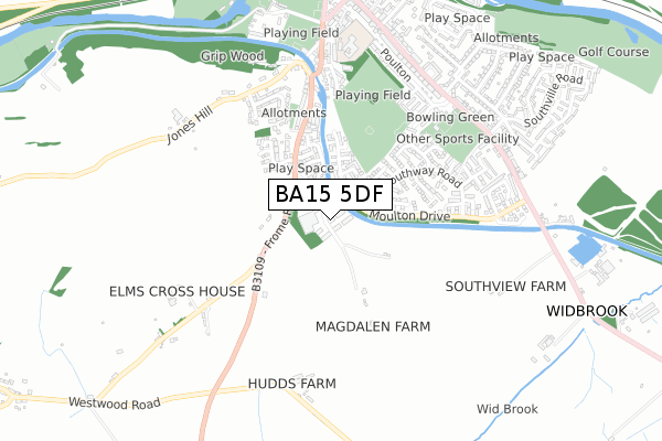 BA15 5DF map - small scale - OS Open Zoomstack (Ordnance Survey)