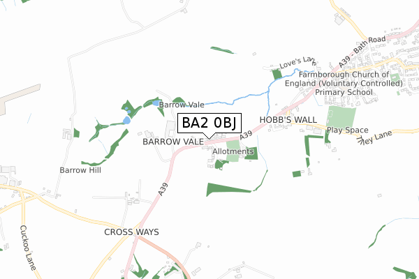 BA2 0BJ map - small scale - OS Open Zoomstack (Ordnance Survey)