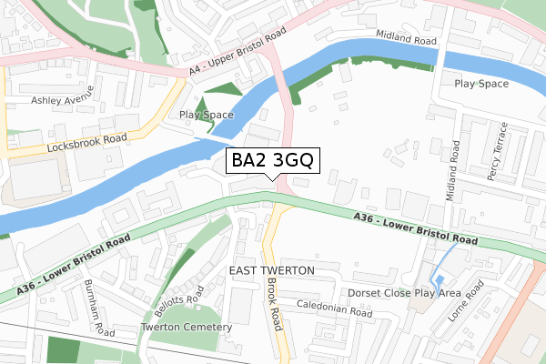 BA2 3GQ map - large scale - OS Open Zoomstack (Ordnance Survey)