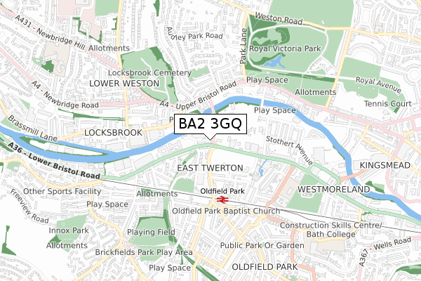 BA2 3GQ map - small scale - OS Open Zoomstack (Ordnance Survey)