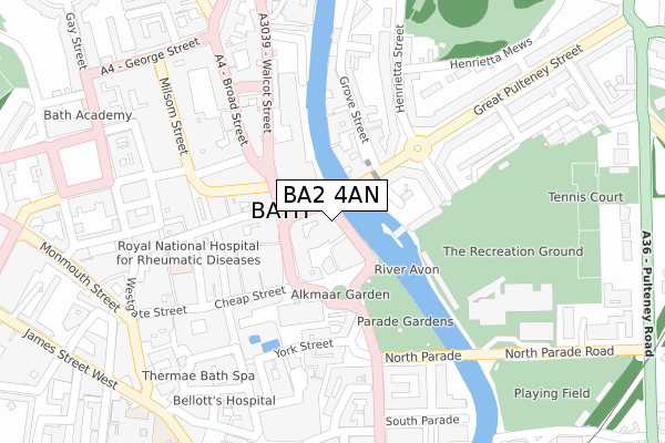 BA2 4AN map - large scale - OS Open Zoomstack (Ordnance Survey)