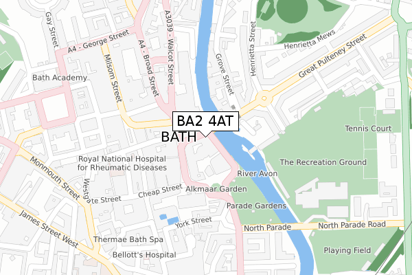 BA2 4AT map - large scale - OS Open Zoomstack (Ordnance Survey)