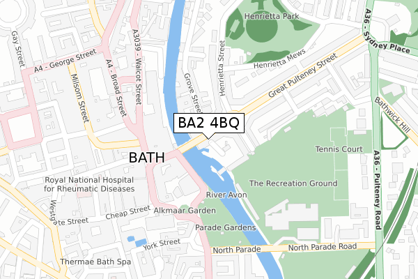 BA2 4BQ map - large scale - OS Open Zoomstack (Ordnance Survey)