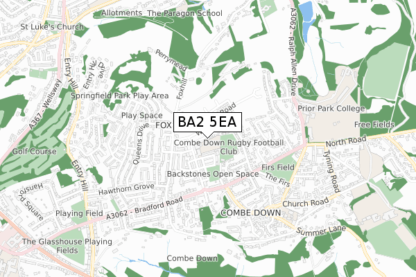 BA2 5EA map - small scale - OS Open Zoomstack (Ordnance Survey)