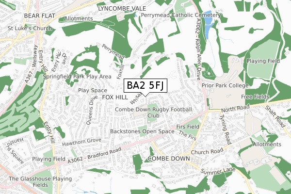 BA2 5FJ map - small scale - OS Open Zoomstack (Ordnance Survey)