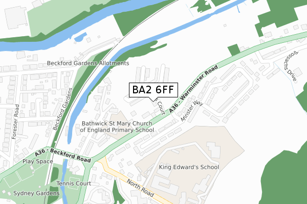 BA2 6FF map - large scale - OS Open Zoomstack (Ordnance Survey)